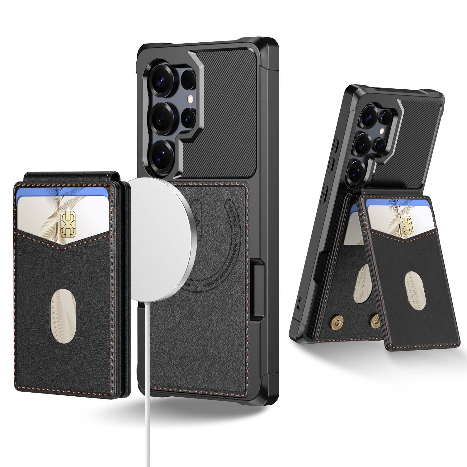 Samsung Galaxy S25 Ultra Magnetisk mobildeksel med avtakbar lommebok, Svart