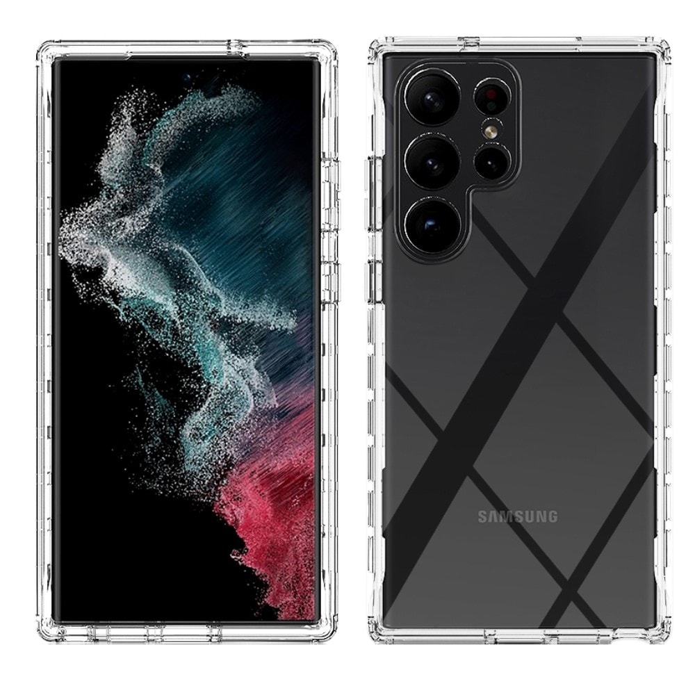 Samsung Galaxy S23 Ultra Mobildeksel med beskyttelsesramme, Gjennomsiktig