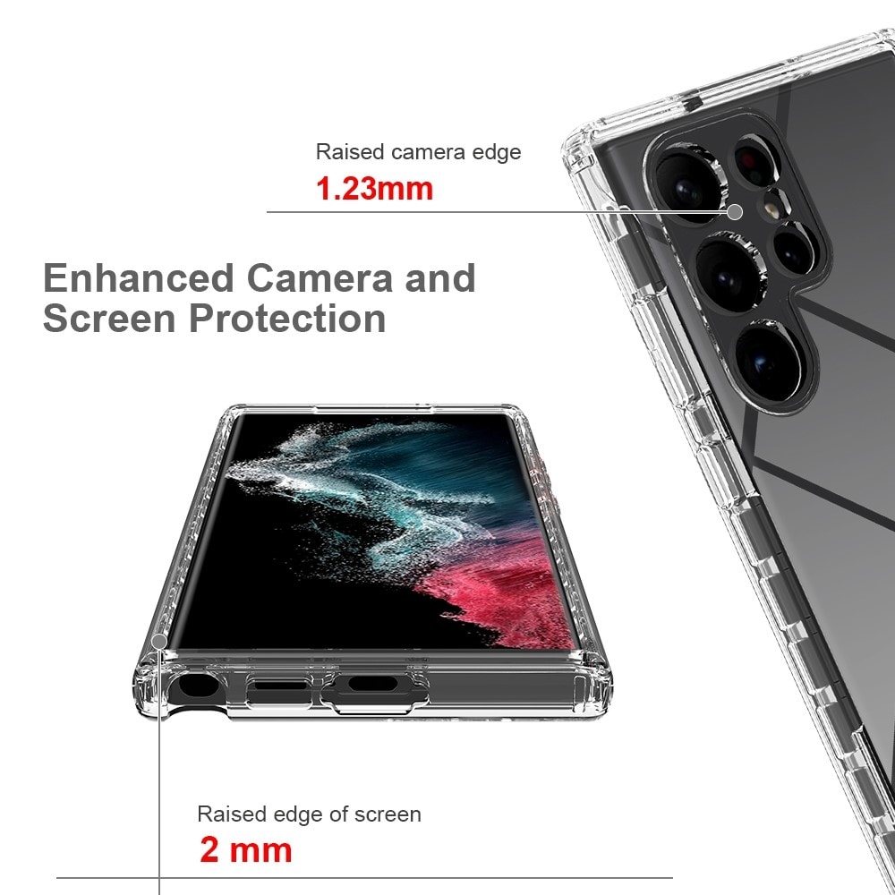 Samsung Galaxy S23 Ultra Mobildeksel med beskyttelsesramme, Gjennomsiktig