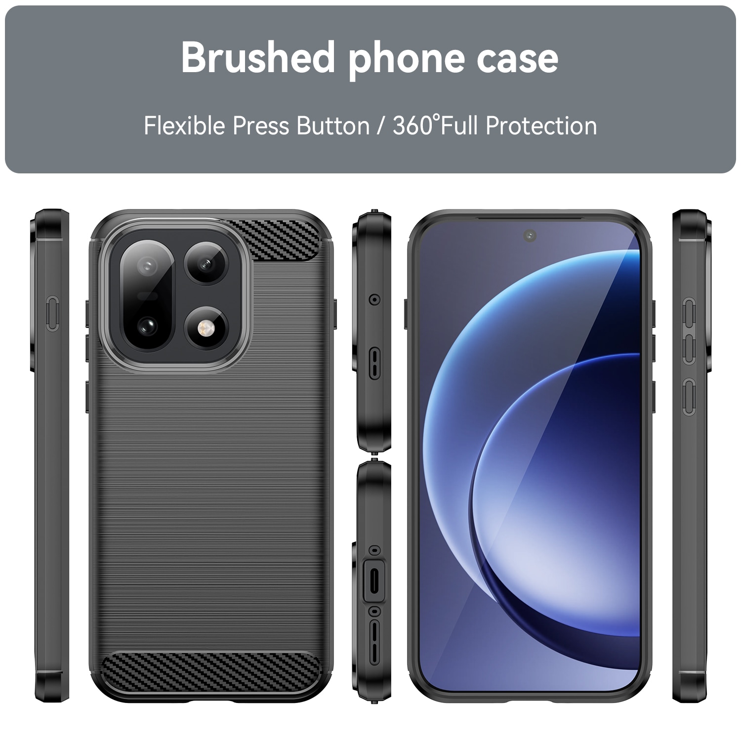  OnePlus 15 TPU-deksel Brushed, Svart