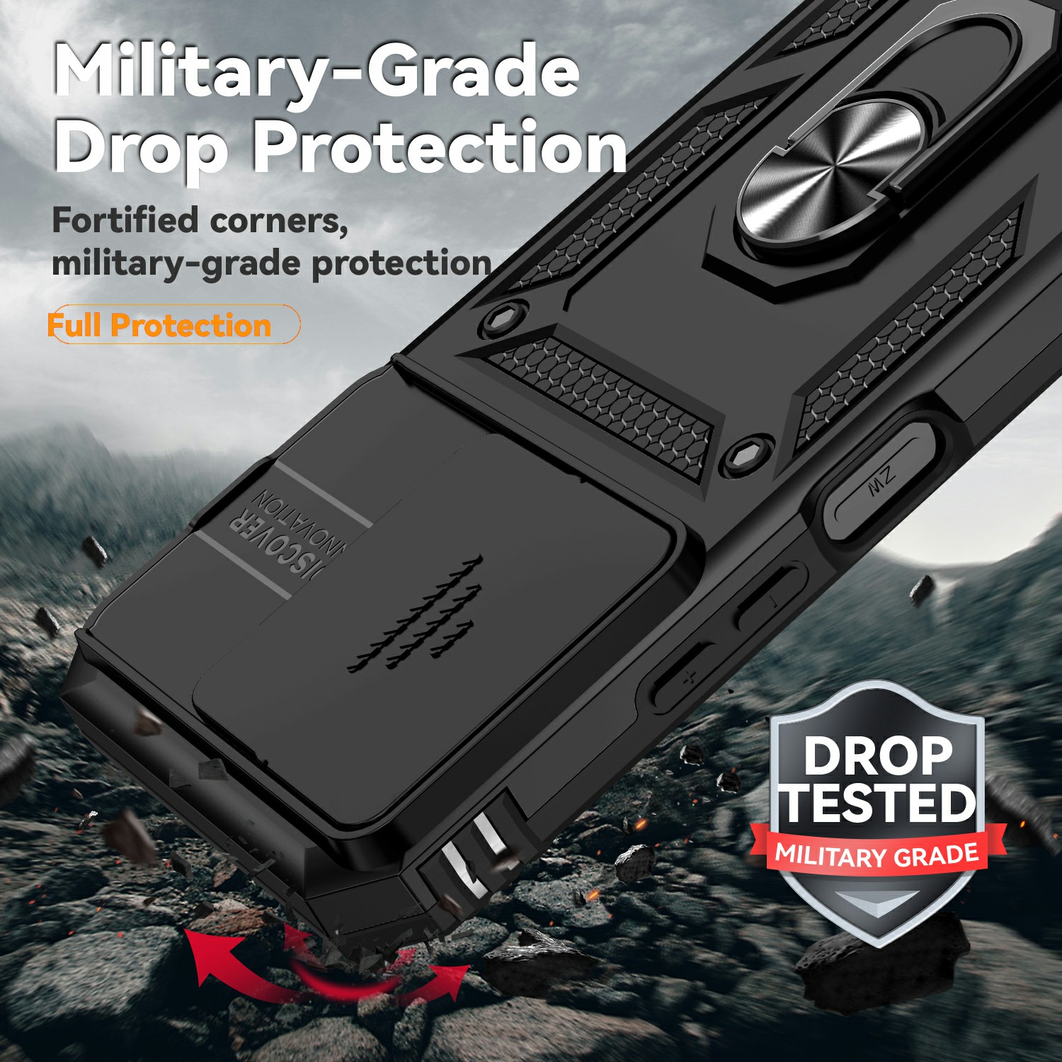 Xiaomi Redmi 15C Deksel med kameralinsebeskyttelse og finger-ring, Svart