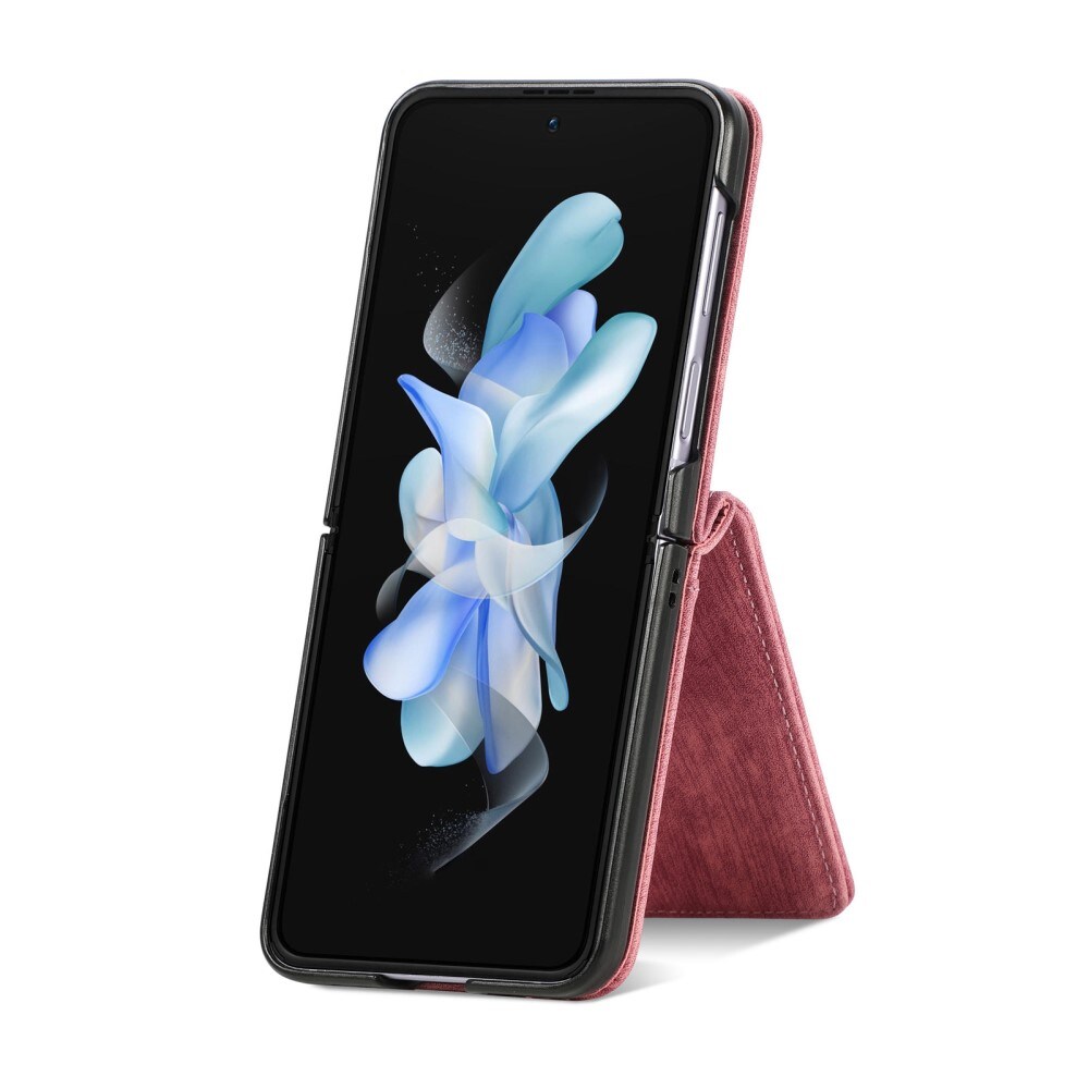 Samsung Galaxy Z Flip 5 Lommeboketui med kortlommer og glidelås Rosa