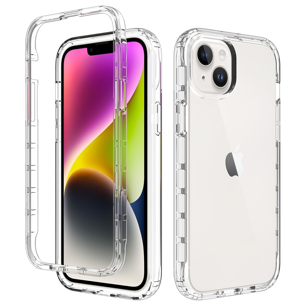 iPhone 15 Plus Mobildeksel med beskyttelsesramme, Gjennomsiktig