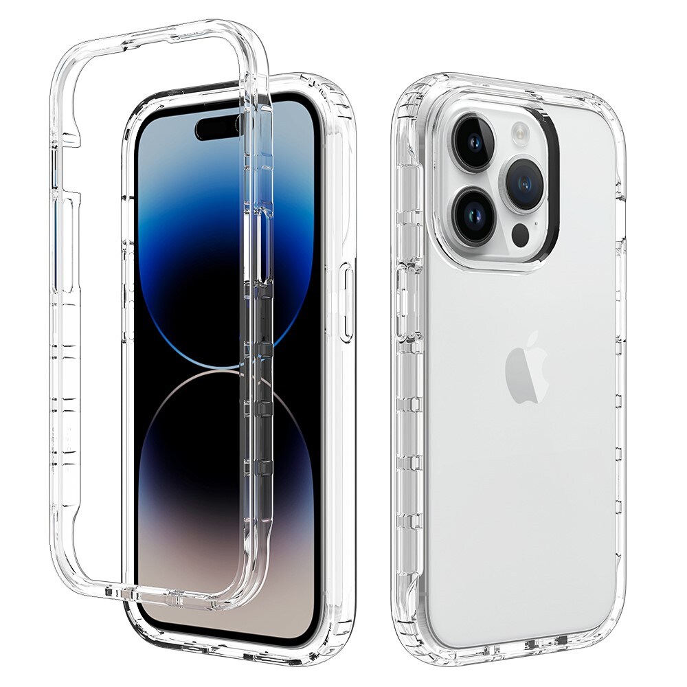 iPhone 15 Pro Mobildeksel med beskyttelsesramme, Gjennomsiktig