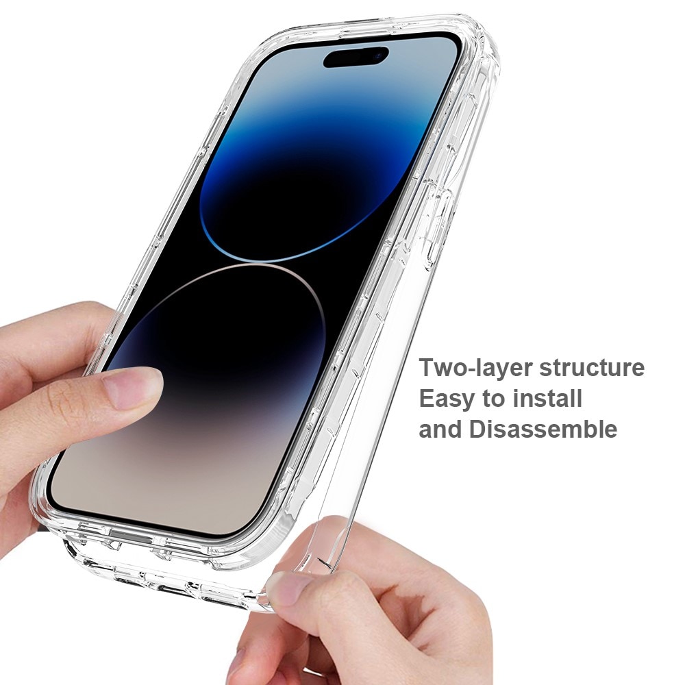 iPhone 15 Pro Mobildeksel med beskyttelsesramme, Gjennomsiktig