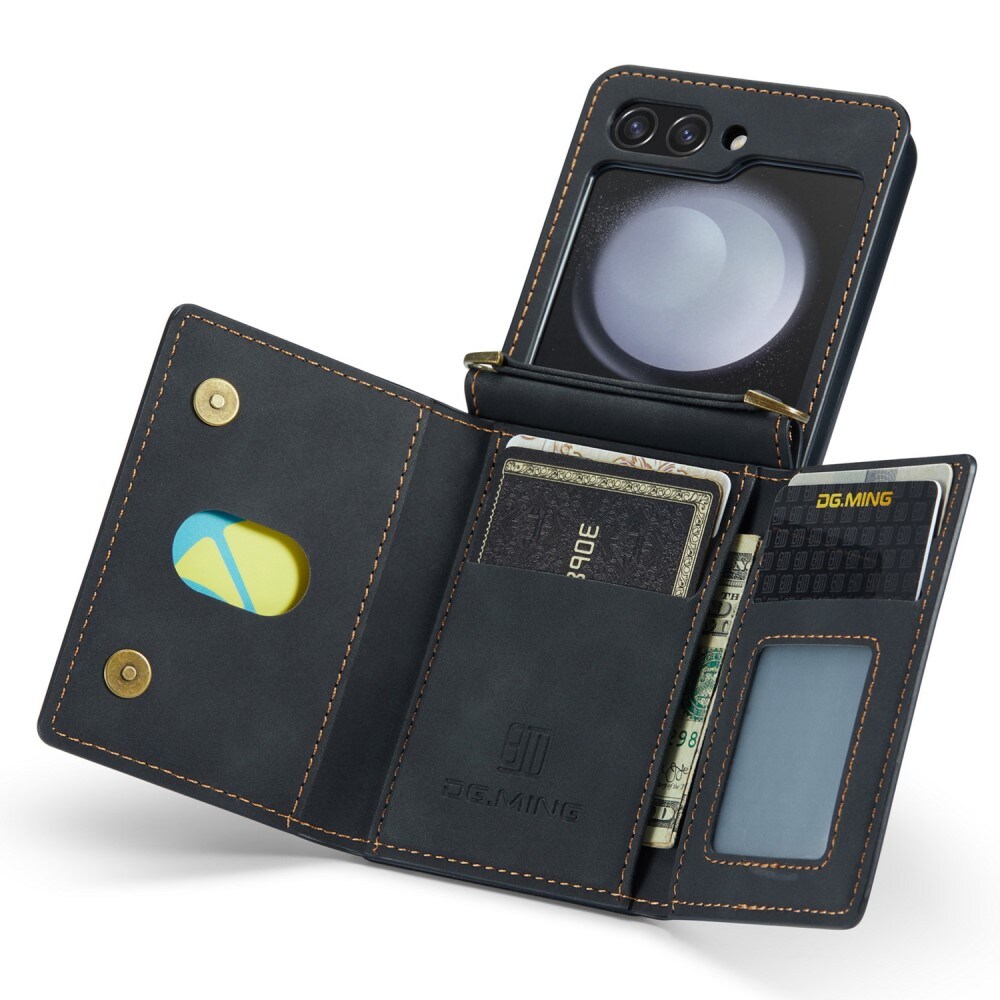 Samsung Galaxy Z Flip 7 FE Deksel med innebygd lommebok, Svart