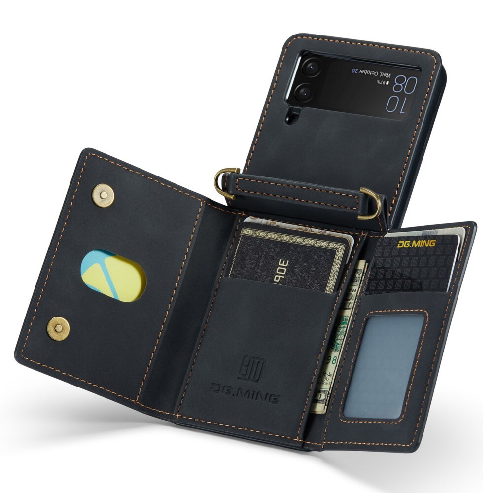 Samsung Galaxy Z Flip 3 Deksel med innebygd lommebok, Svart