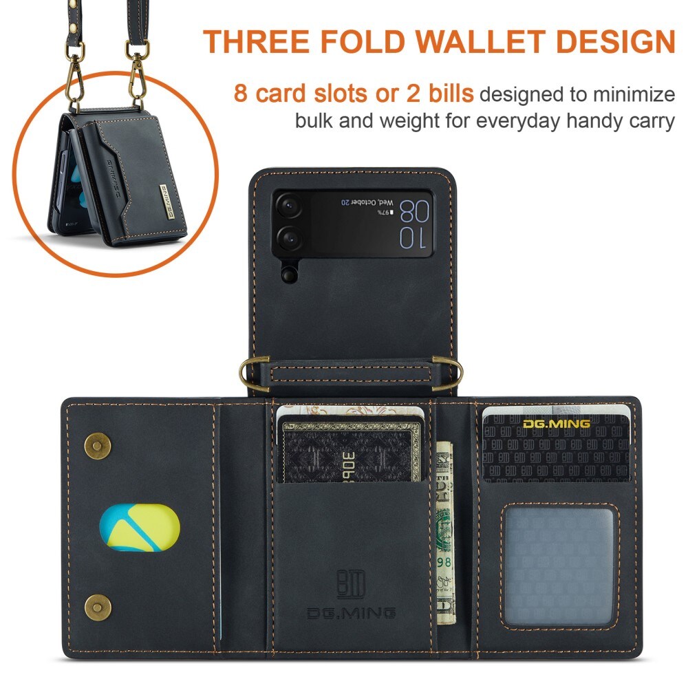 Samsung Galaxy Z Flip 3 Deksel med innebygd lommebok, Svart