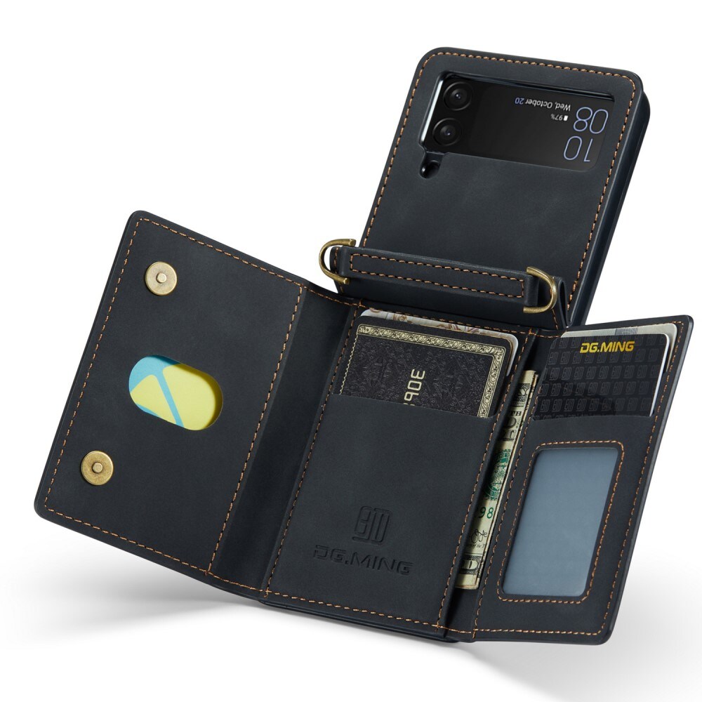 Samsung Galaxy Z Flip 4 Deksel med innebygd lommebok, Svart