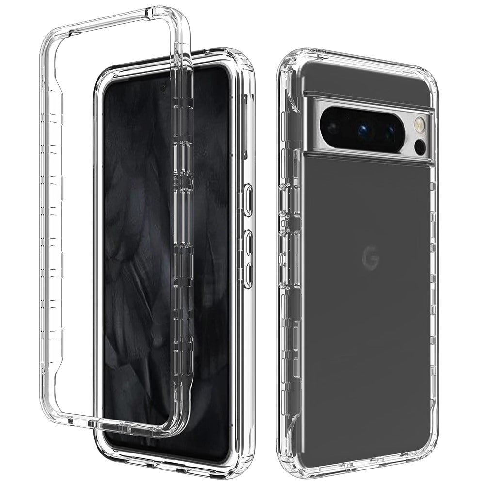 Google Pixel 8 Pro Støtsikkert mobildeksel med beskyttelsesramme Gjennomsiktig