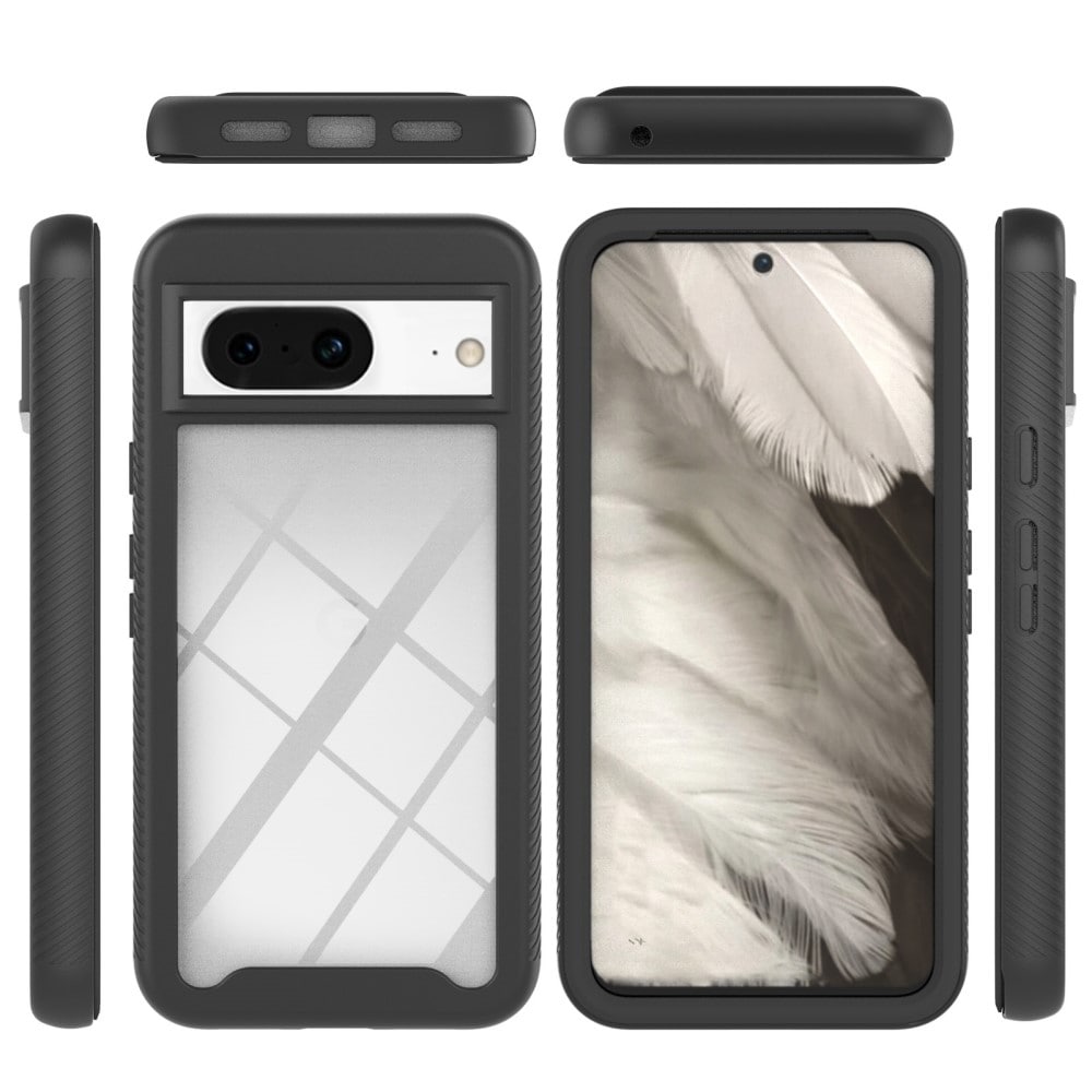 Google Pixel 8 Mobildeksel med beskyttelsesramme, Svart