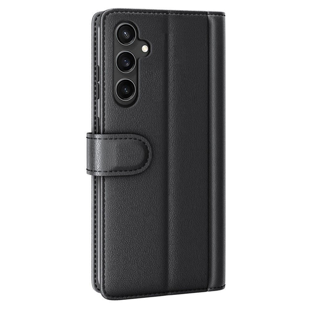 Samsung Galaxy S23 FE Lommeboketui i ekte skinn, Svart