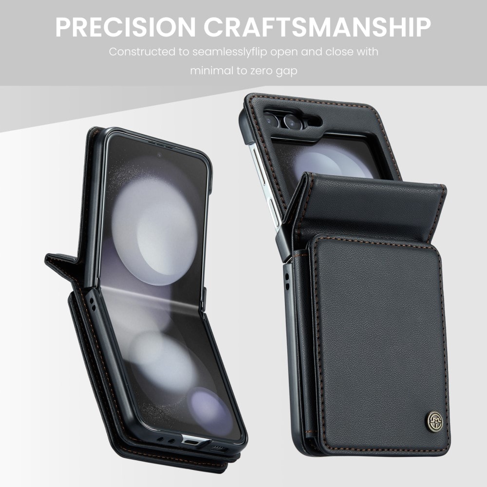 Samsung Galaxy Z Flip 7 FE Deksel med innebygd lommebok og RFID-beskyttelse Svart