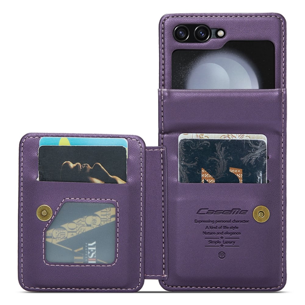 Samsung Galaxy Z Flip 7 FE Deksel med innebygd lommebok og RFID-beskyttelse Lilla