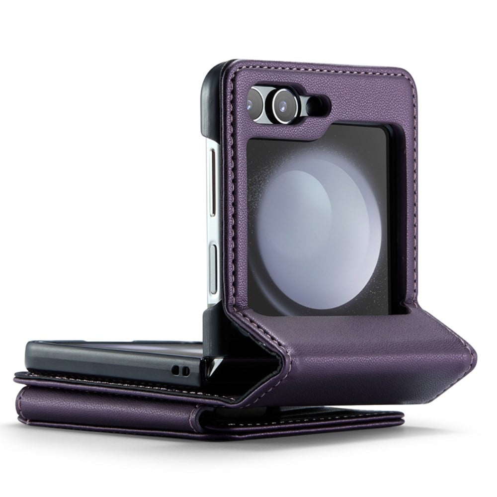 Samsung Galaxy Z Flip 7 FE Deksel med innebygd lommebok og RFID-beskyttelse Lilla