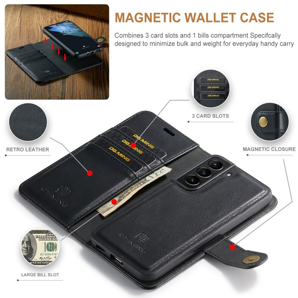 Samsung Galaxy S24 Plus Lommeboketui med avtakbart deksel, Black