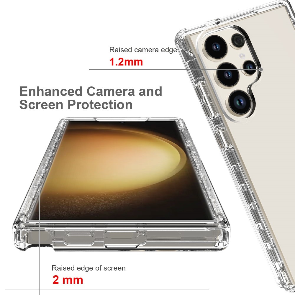 Samsung Galaxy S24 Ultra Mobildeksel med beskyttelsesramme, Gjennomsiktig