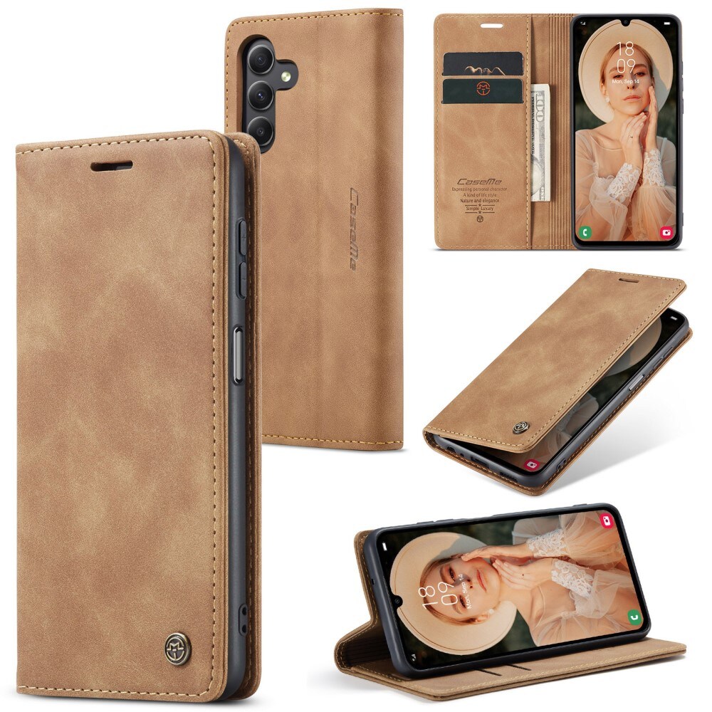 Samsung Galaxy A15 Slankt lommeboketui, Brun