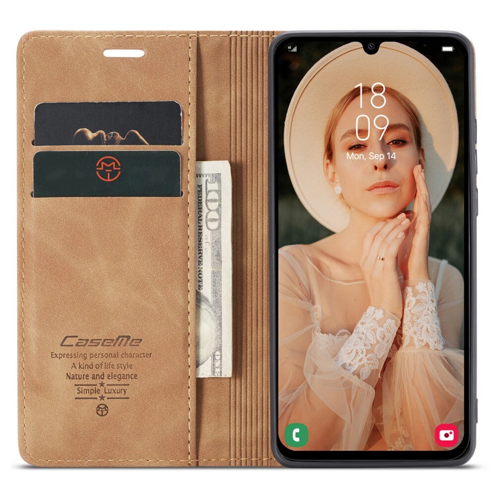 Samsung Galaxy A15 Slankt lommeboketui, Brun