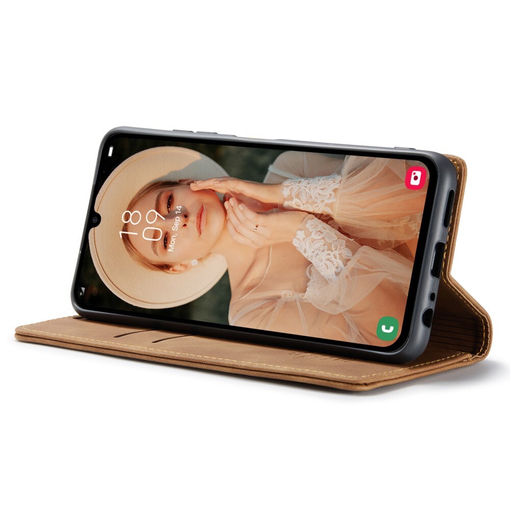 Samsung Galaxy A15 Slankt lommeboketui, Brun