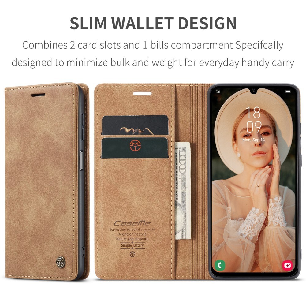 Samsung Galaxy A15 Slankt lommeboketui, Brun