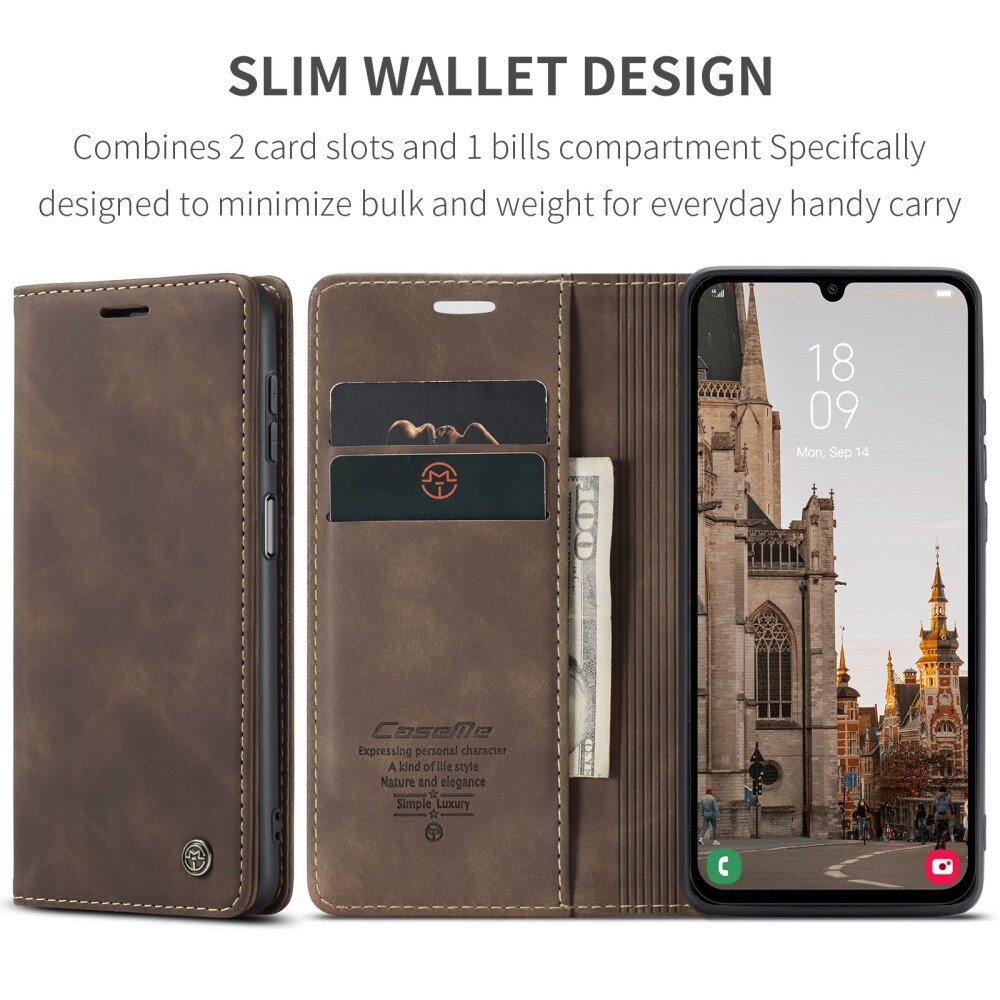 Samsung Galaxy A15 Slankt lommeboketui, Brun