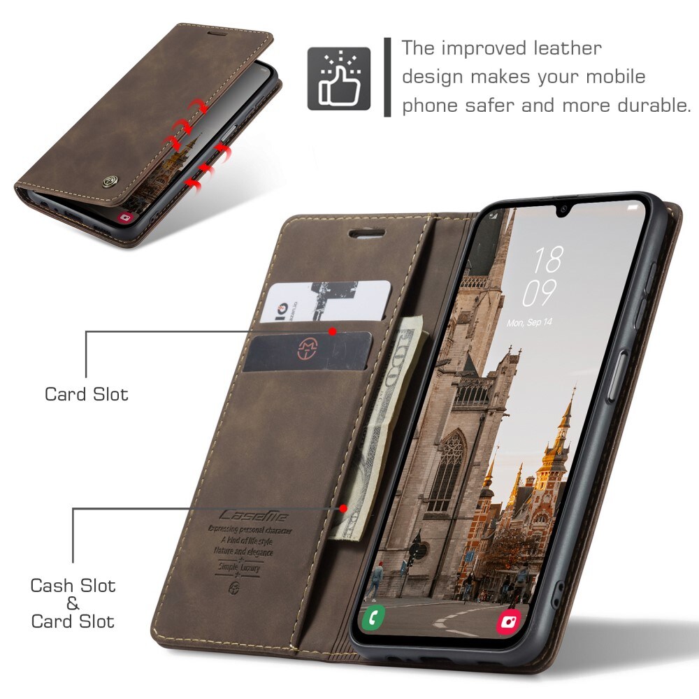Samsung Galaxy A15 Slankt lommeboketui, Brun