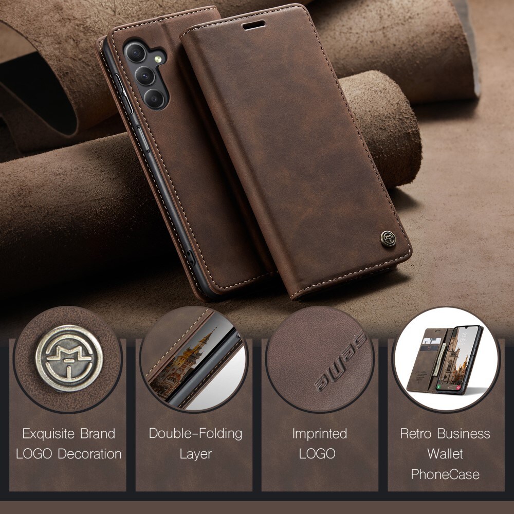 Samsung Galaxy A15 Slankt lommeboketui, Brun