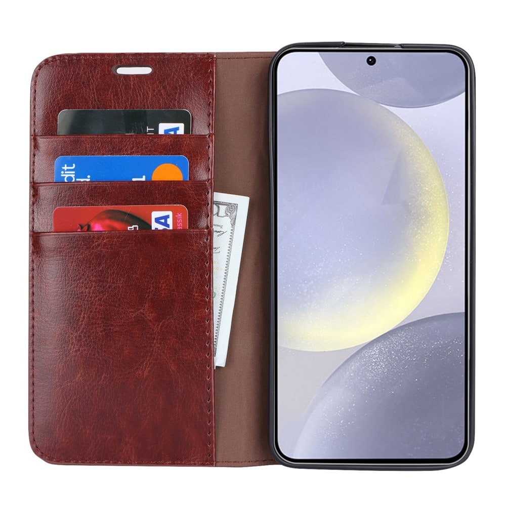 Samsung Galaxy S24 Plus Smidig mobiletui i ekte skinn, Mørkbrun
