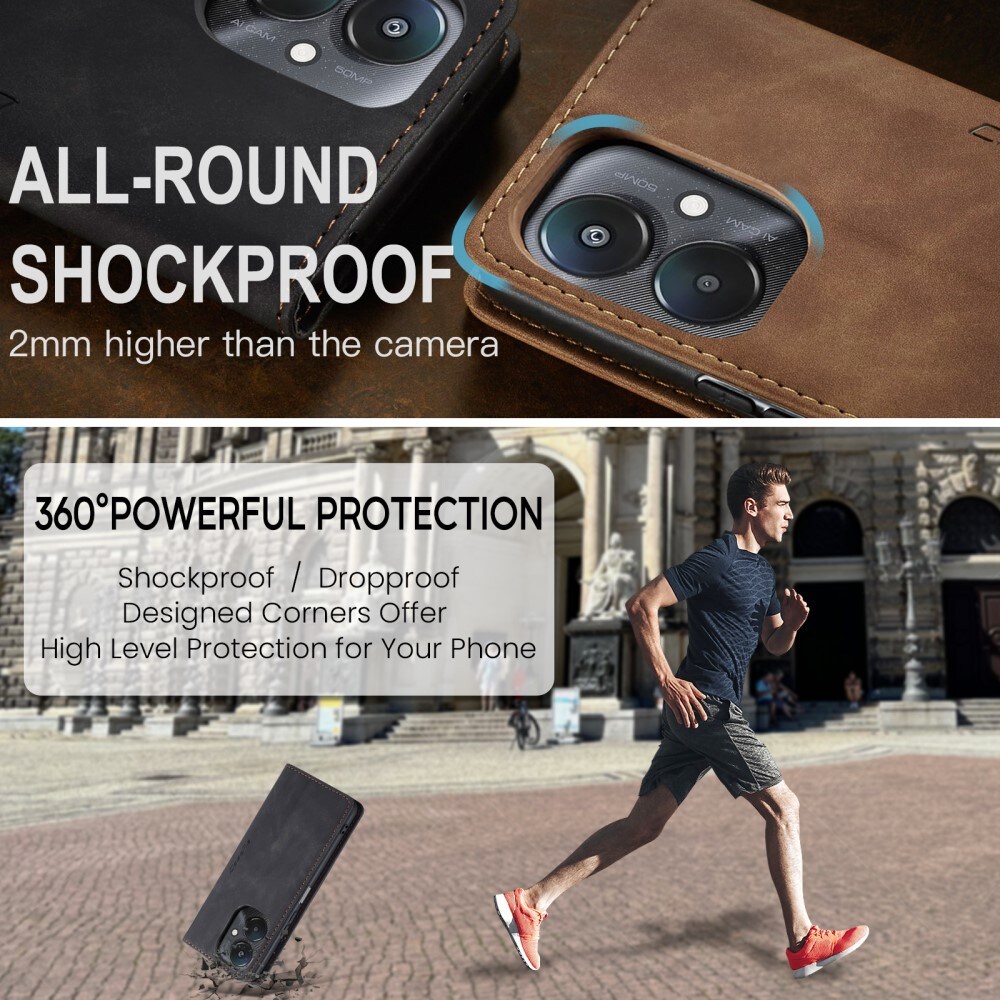 Xiaomi Redmi 13C Slankt lommeboketui, Svart