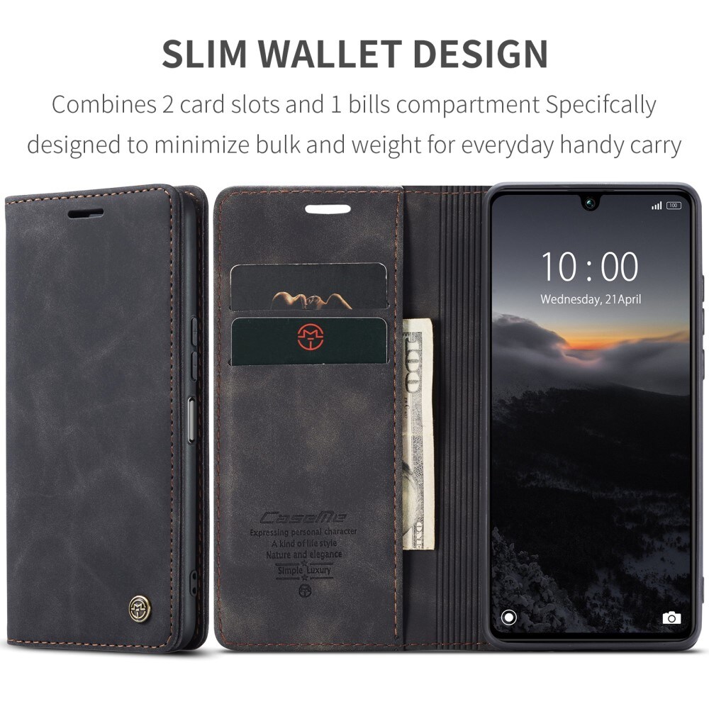Xiaomi Redmi 13C Slankt lommeboketui, Svart