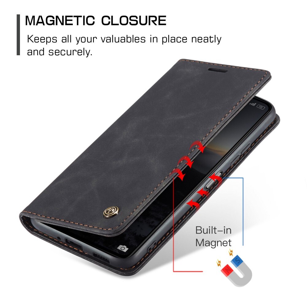 Xiaomi Redmi 13C Slankt lommeboketui, Svart