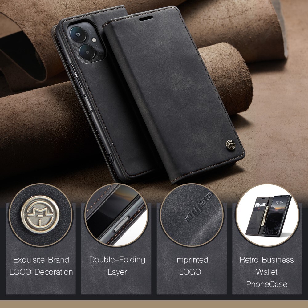 Xiaomi Redmi 13C Slankt lommeboketui, Svart