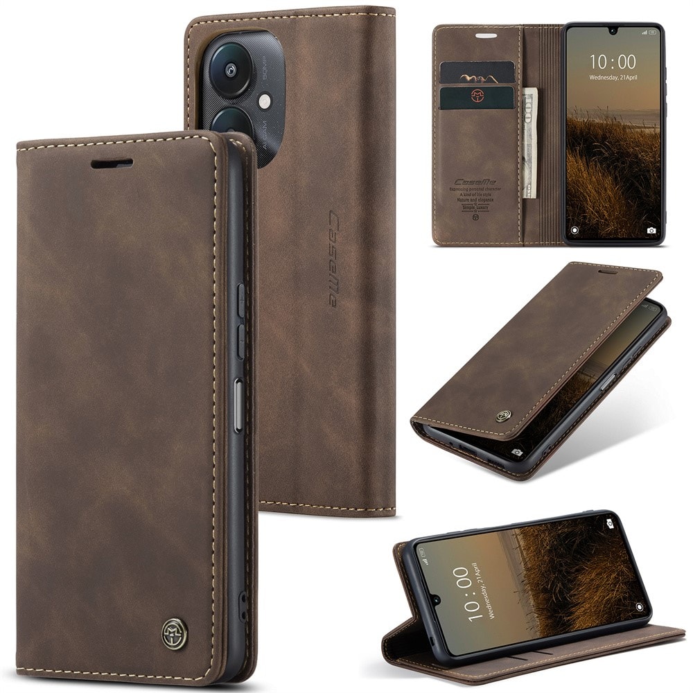 Xiaomi Redmi 13C Slankt lommeboketui, Brun