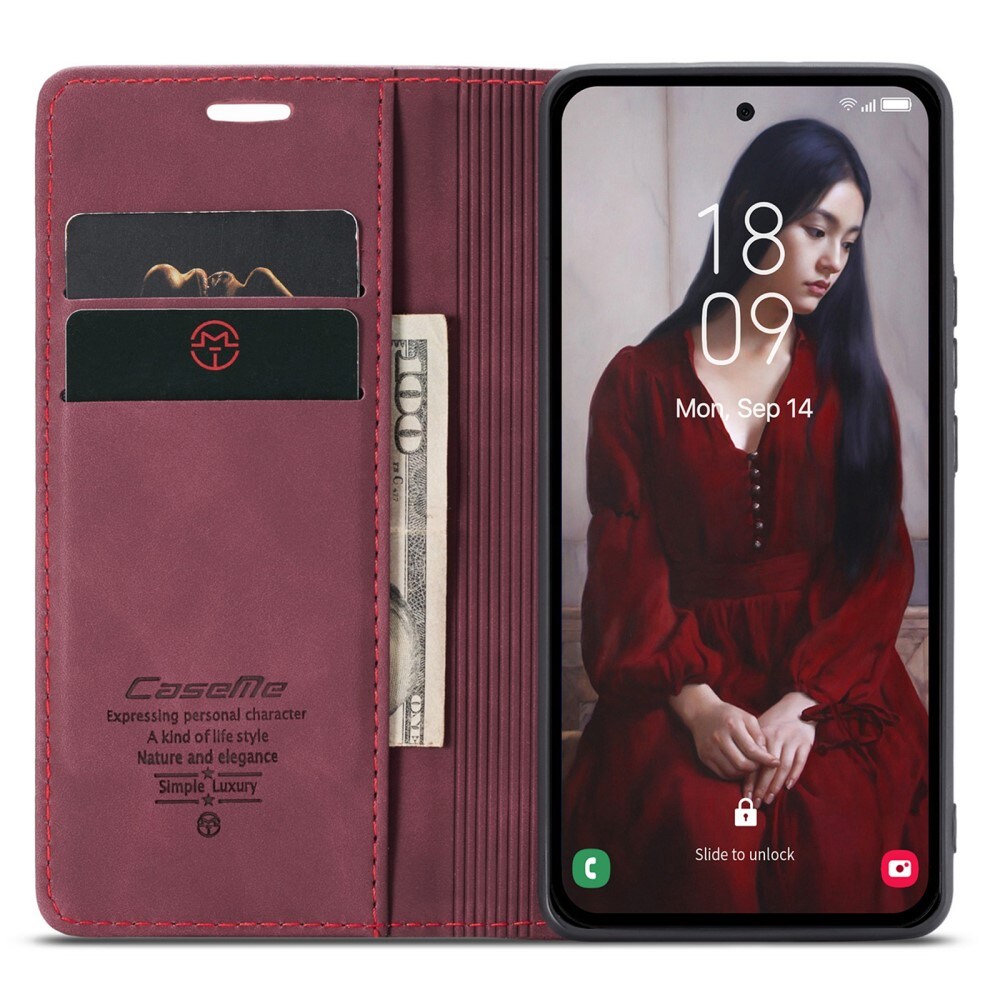 Samsung Galaxy A55 Slankt lommeboketui, Rød