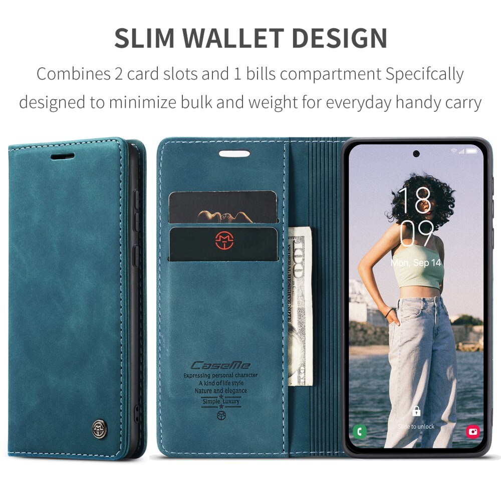 Samsung Galaxy A35 Slankt lommeboketui, Blå