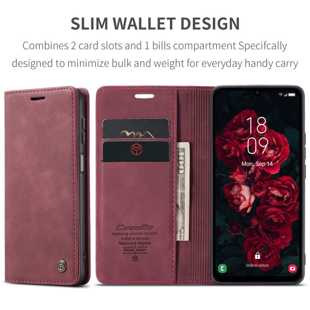Samsung Galaxy A25 Slankt lommeboketui, Rød