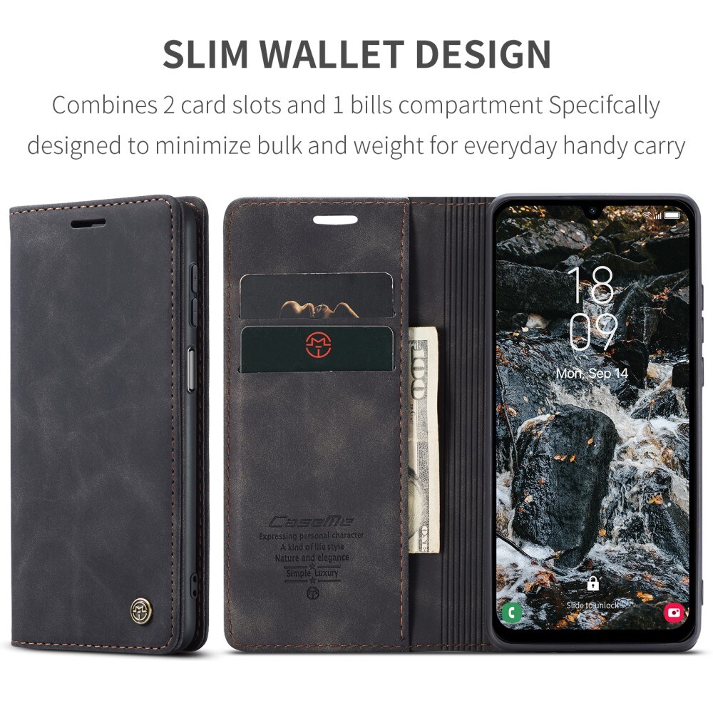 Samsung Galaxy A25 Slankt lommeboketui, Svart