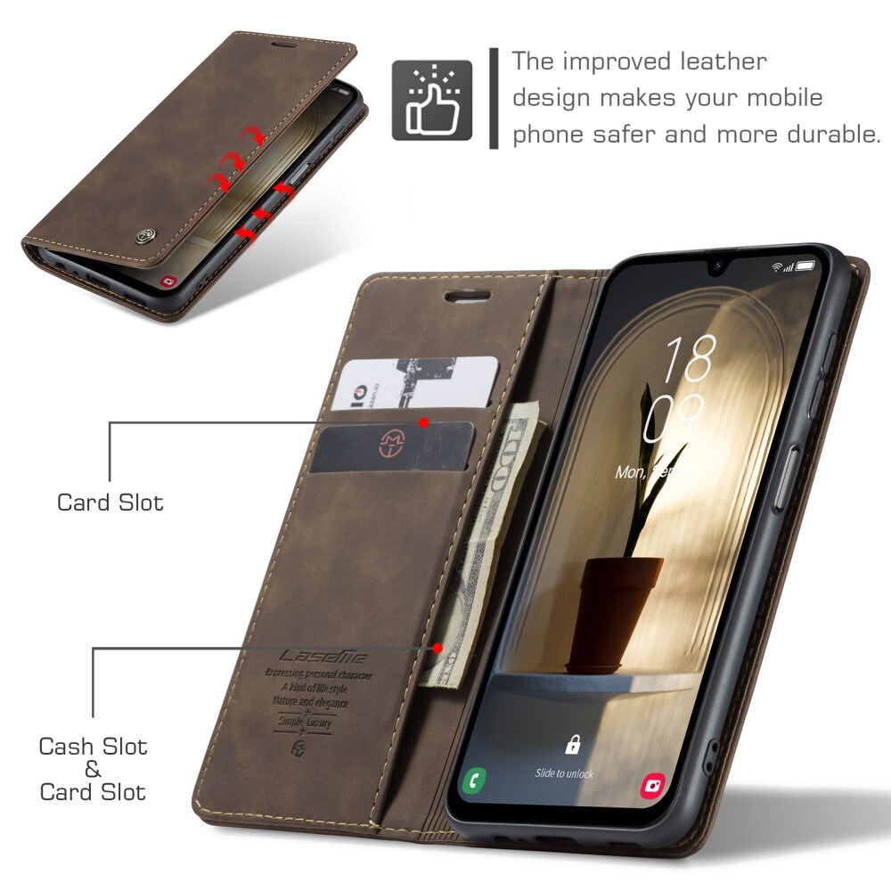 Samsung Galaxy A25 Slankt lommeboketui, Brun