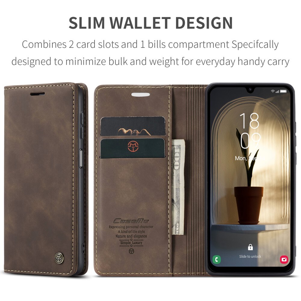 Samsung Galaxy A25 Slankt lommeboketui, Brun
