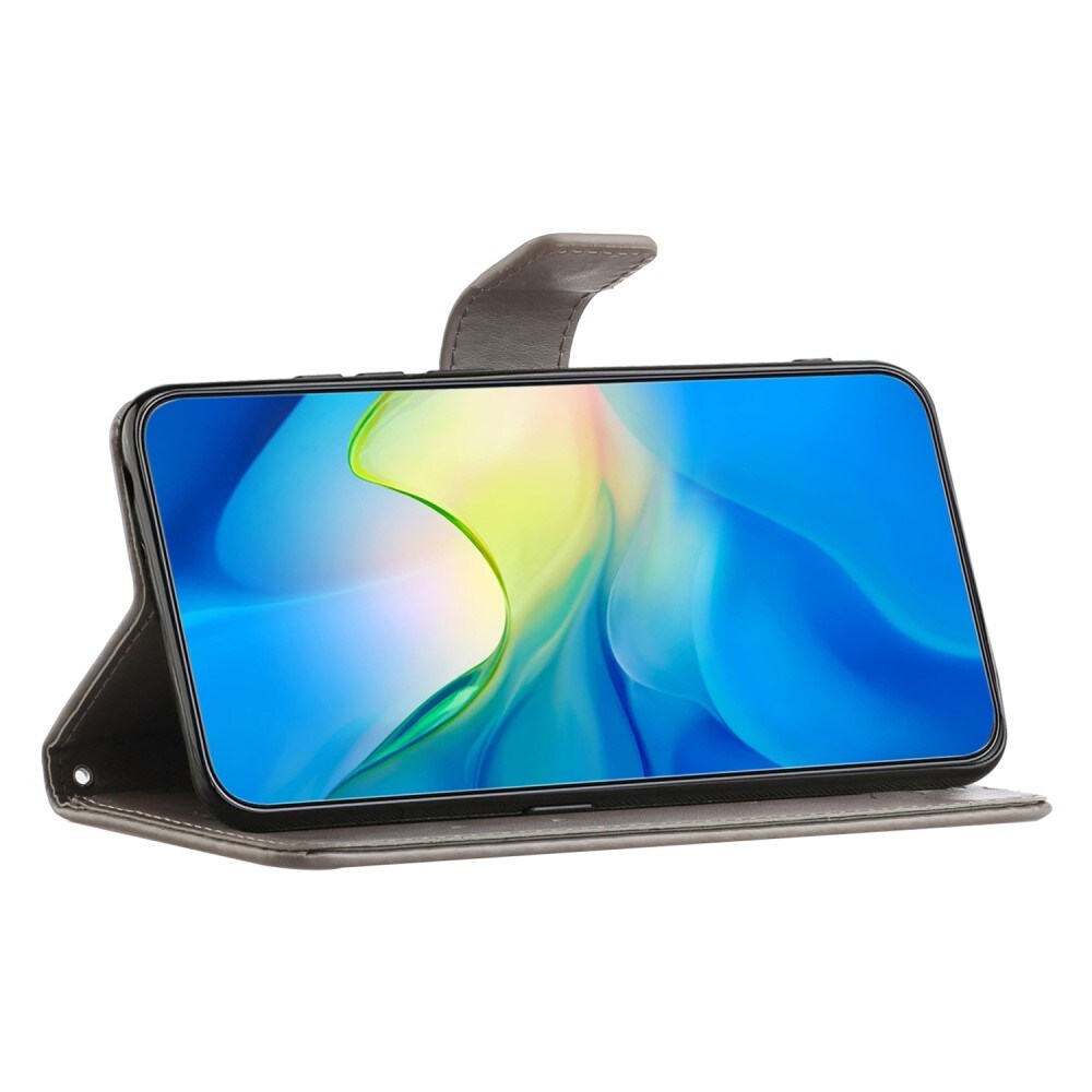 Motorola Moto E14 Mobiletui med sommerfugler, Grå