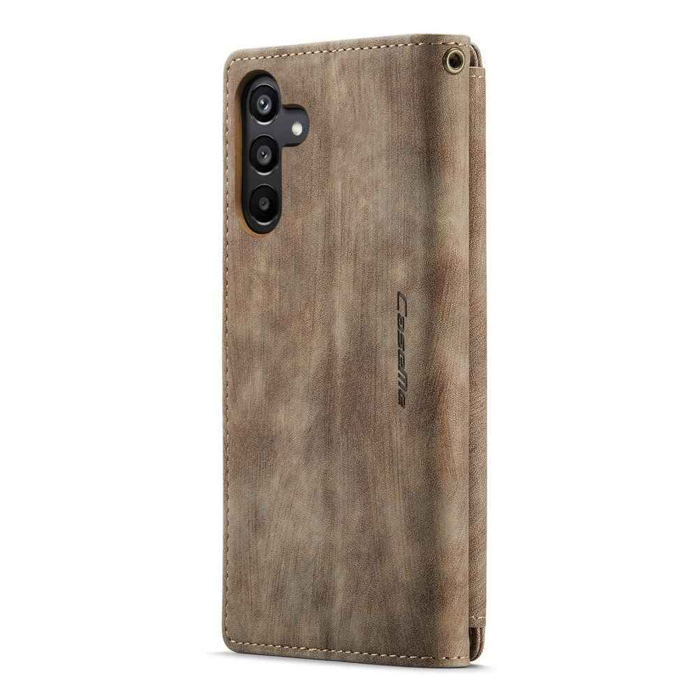 Samsung Galaxy A15 Lommeboketui med glidelås, Brun