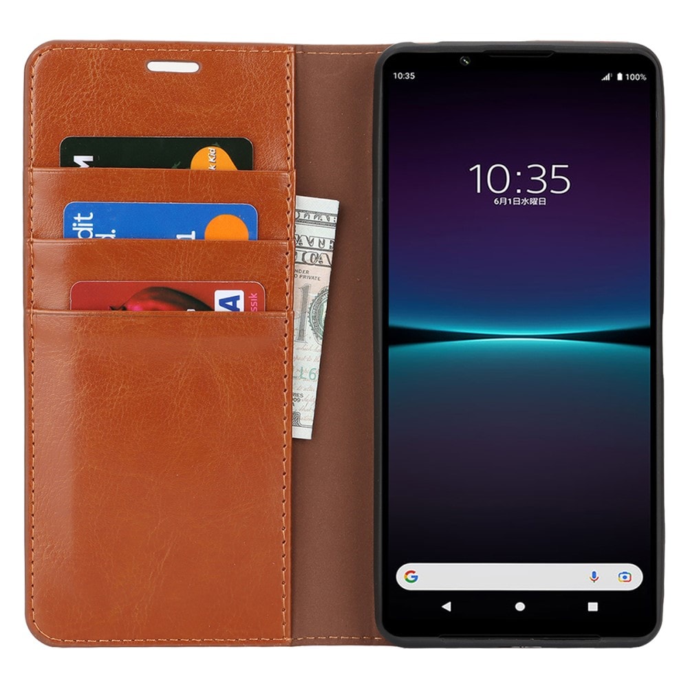 Sony Xperia 1 VI Smidig mobiletui i ekte skinn, Brun