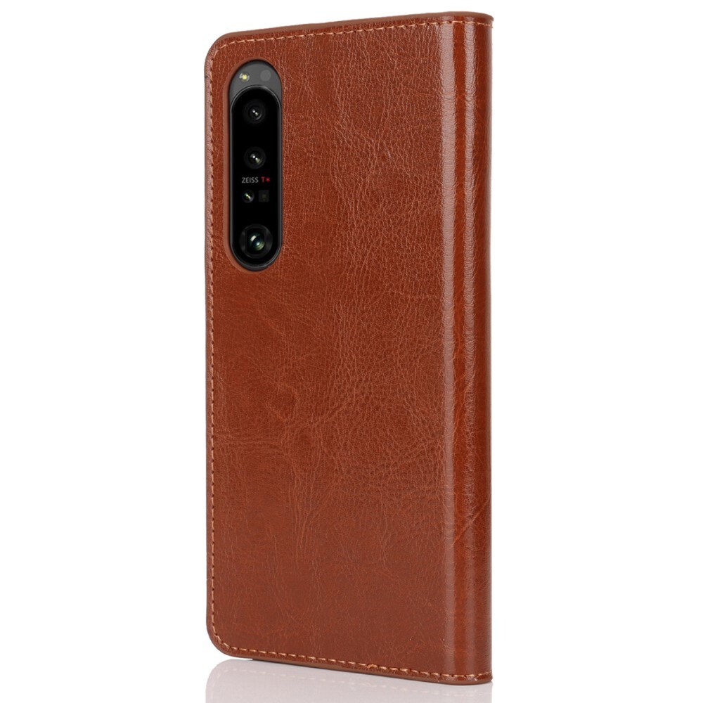 Sony Xperia 1 VI Smidig mobiletui i ekte skinn, Brun