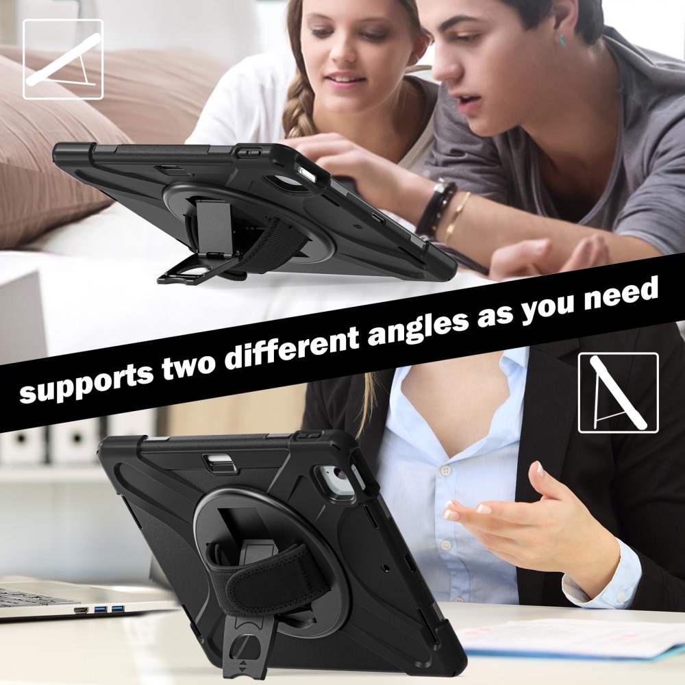 Apple iPad Air 13 (2024) Tøft hybriddeksel med skulderrem Svart