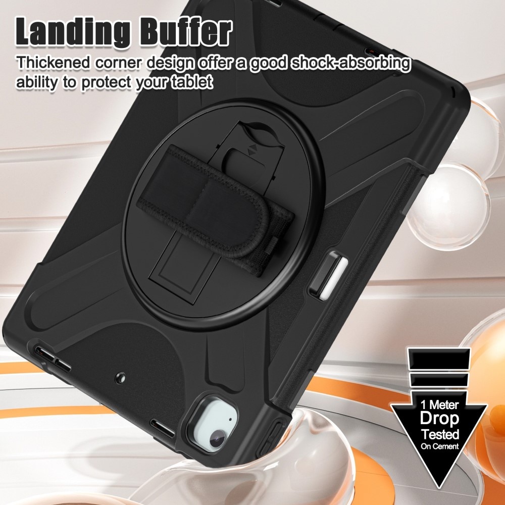 Apple iPad Air 13 (2024) Tøft hybriddeksel med skulderrem Svart