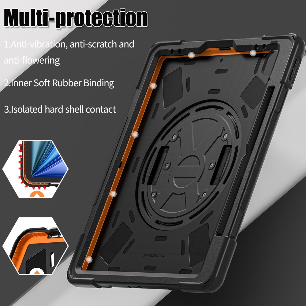 Apple iPad Air 11 6th Gen (2024) Tøft hybriddeksel med skulderrem Svart