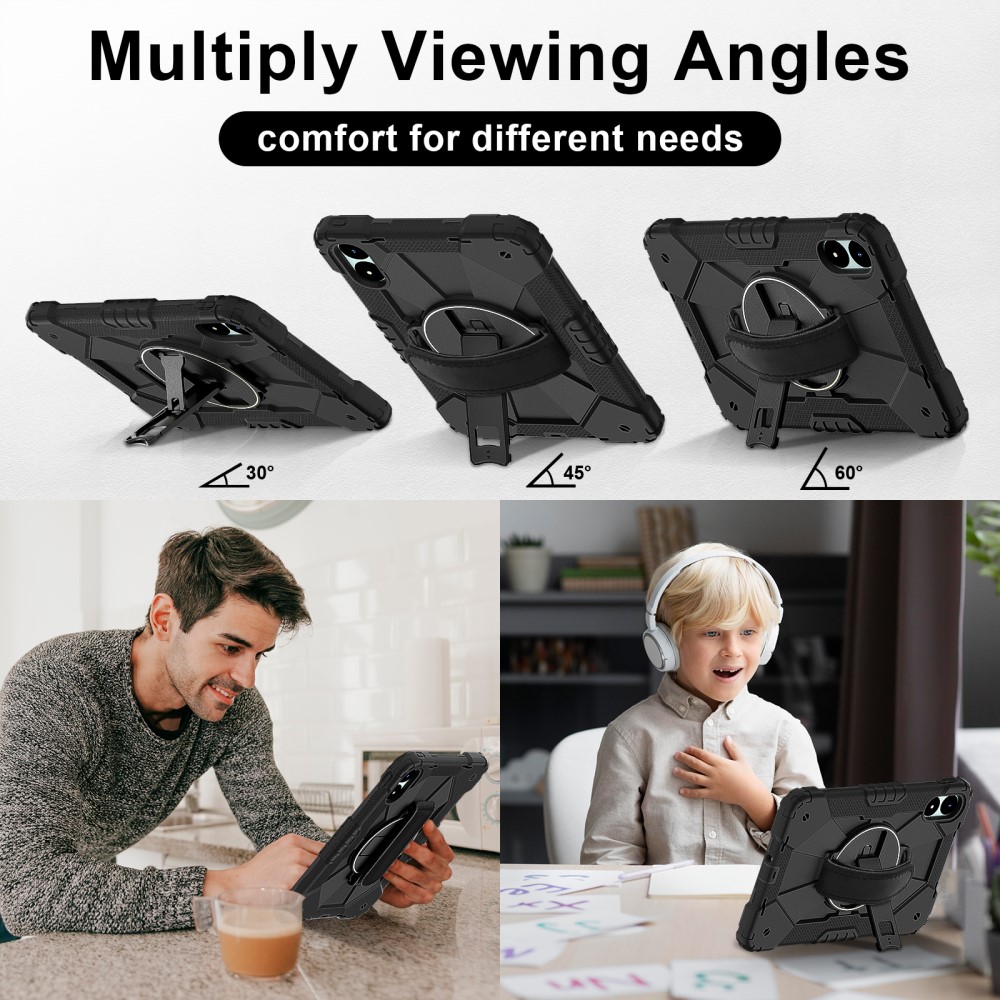 Xiaomi Redmi Pad Pro Tøft hybriddeksel med skulderrem Svart