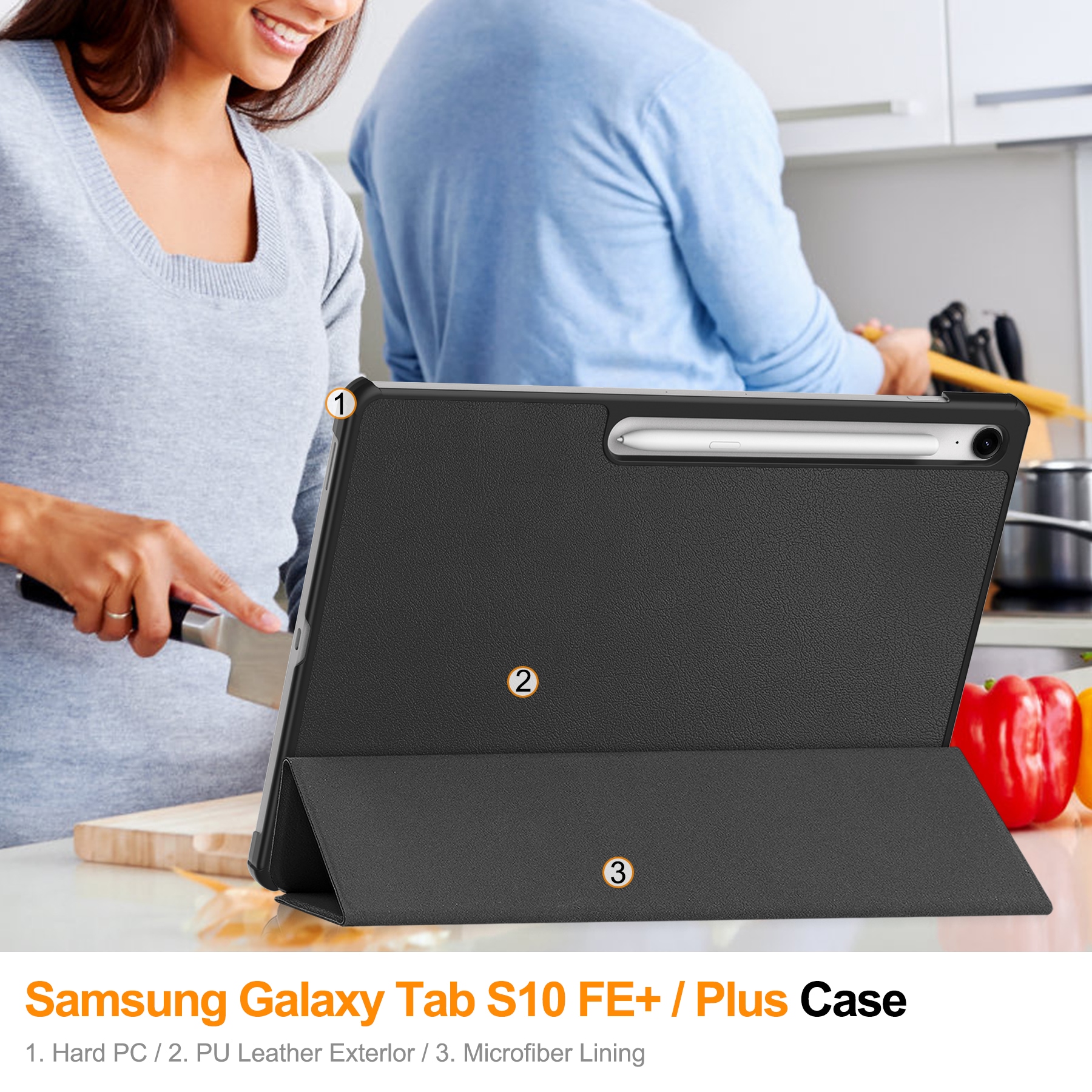 Samsung Galaxy Tab S10 FE Plus Tri-Fold etui, Svart