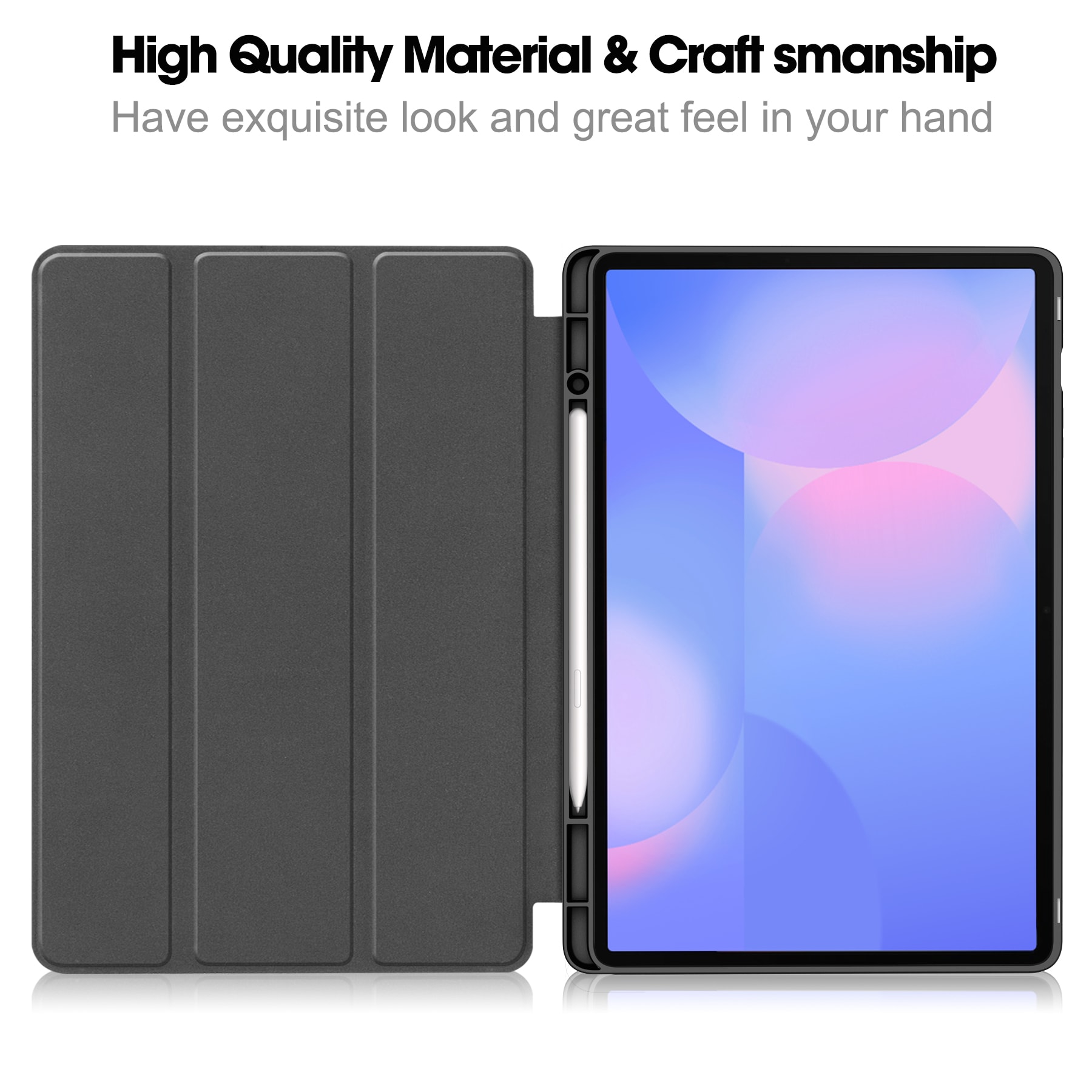 Samsung Galaxy Tab S10 FE Plus Tri-fold etui med pennholder, Svart